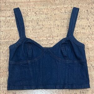 Denim Bustier Crop Top - Dark Blue and adjustable straps